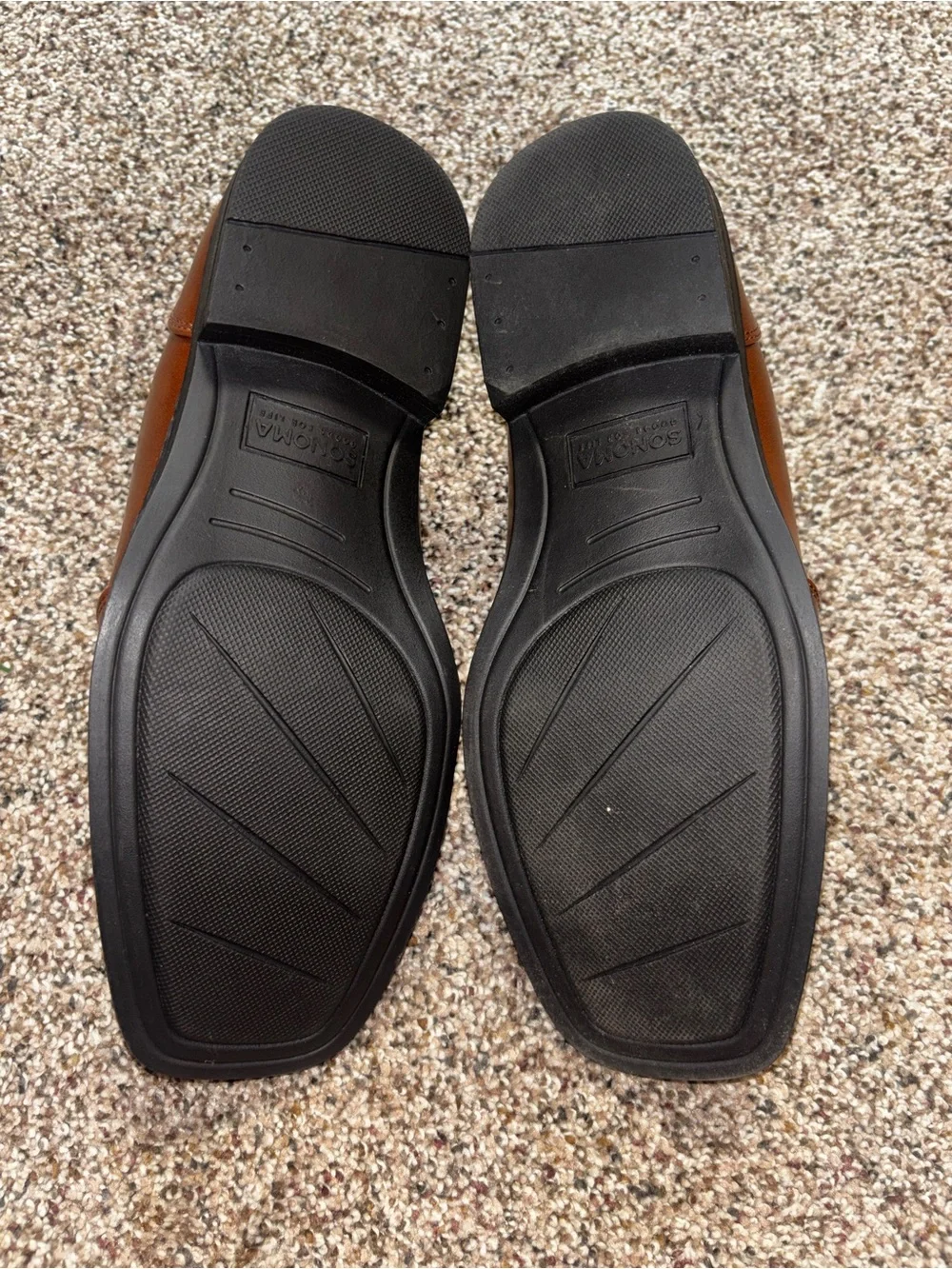 Brown Faux Leather Slip-On Square Toe Dress Shoes Loafers Big Boys Size 6